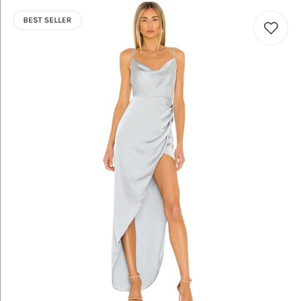 New NBD Revolve Shelby Cowl Neck High Slit Wrap Dress in Baby Blue XS